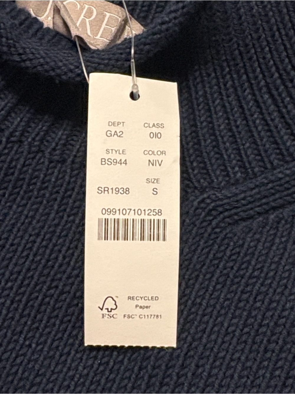 J. Crew New Heritage Rollneck Sweater in Stripe Size S Navy White Nautical NWT - Picture 6 of 8